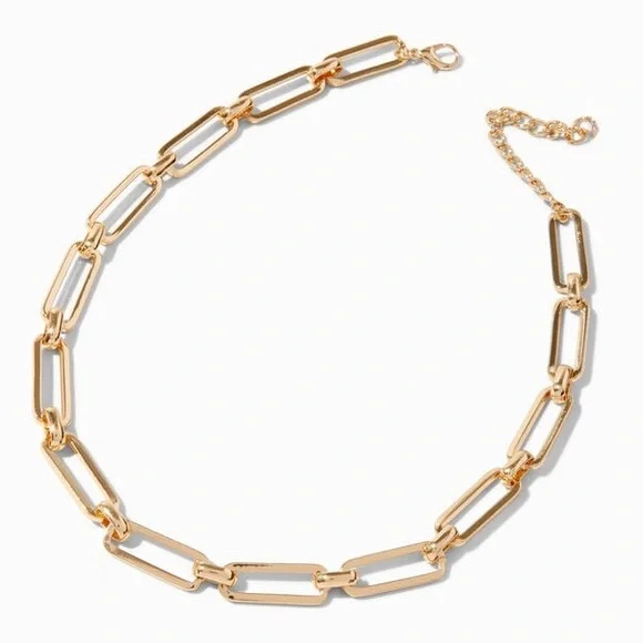 18k yellow gold plated 16” to 18” paperclip necklace ⭐️ - Picture 1 of 5